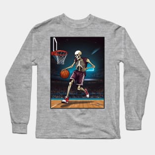 Skeleton Playing Basketball Long Sleeve T-Shirt